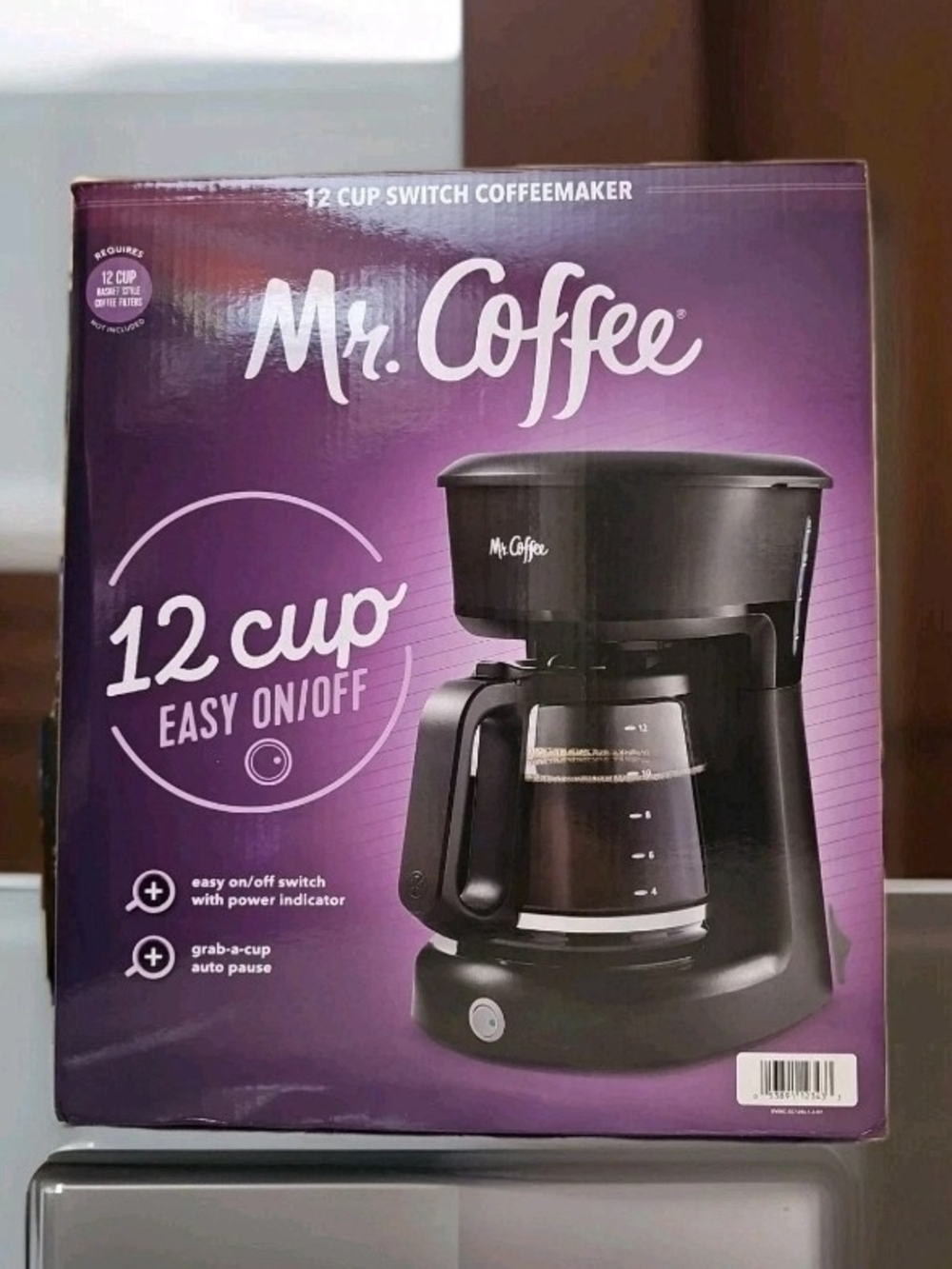 Mr. Coffee 12-Cup Black Drip Coffee Maker - Easy On/Off Brewing